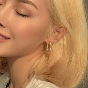14k Gold Plated Ball U Shape Circle Hoop Earrings